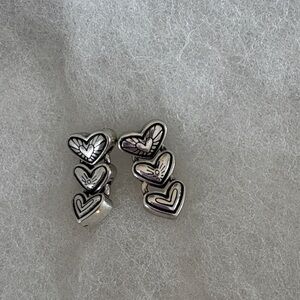Brighton Silver Heart Stack Drop Earrings